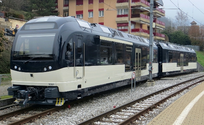 MOB ABe 8_8 9001 Chernex (3) MOB ABe 4/4 9301, Be 4/4 9201 -- Chernex -- 28.02.2016 -- Premiers essais