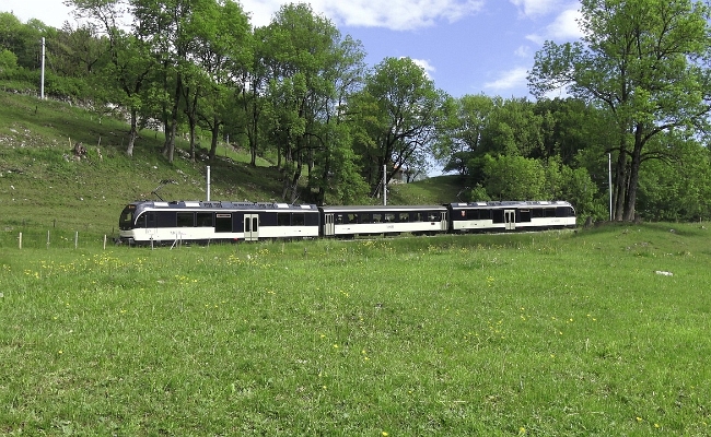 MOB Be 4_4 9202 et ABe 4_4 9302 Comba d'Avau MOB Be 4/4 9202, B, ABe 4/4 9302 -- Comba d'Avau -- 21.05.2018