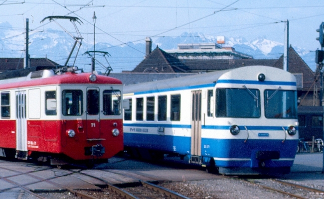 mvr-bdeh-2-4-73-mob-bde-4-4-5001-vevey MVR BDeh 2/4 71, MOB BDe 4/4 5001,Bt 5301 -- Vevey -- 15.05.1984