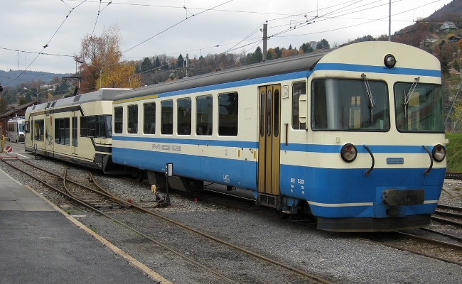 mvr-be-2-6-7002-mob-5301-blonay MVR Be 2/6 7002, MOB ABt 5301 -- Blonay -- 20.11.2008 -- Essais de circulation en compostion renforcÃ©e
