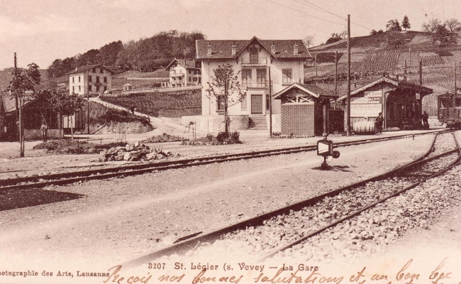 CEV St-Légier 1912 CEV Gare de St-Légier, Carte postale. Date du timbre postal 1912 ?