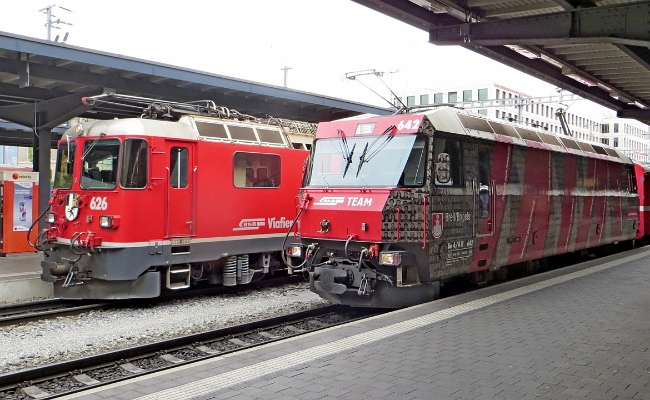 rhb-ge-4-4-642-626-chur RhB, Ge 4/4 II 626, Ge 4/4 III 642 -- Chur -- 26.05.2014