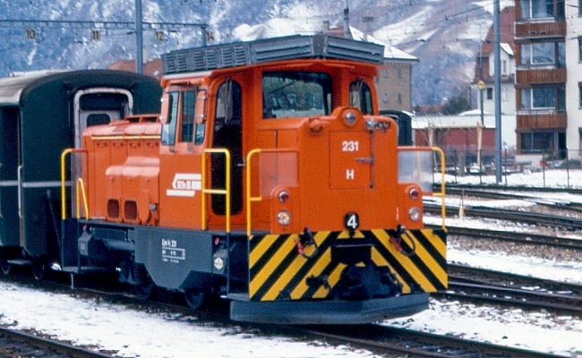 rhb-tm-231 RhB, Gm 3/3 231 -- Landquart ?? -- 02.1983