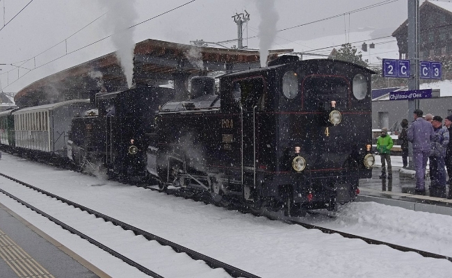 dfb-fo-hg-3-4-4-hg-3-4-3-choex FO (DFB) HG 3/4 4 et BFD HG 3/4 3 -- ChÃ¢teau d'Oex MOB -- 03.03.2018 (Train des neiges)