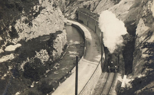 CFF Moutier 210929 SBB CFF FFS, Gorges de Court Moutier. Carte Postale, date timbre postal 21.09.1929