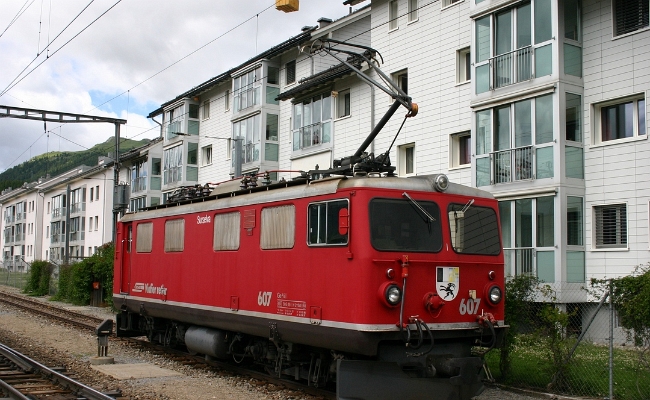 rhb-ge-4-4-607-samedan RhB, Ge 4/4 I 607 -- Samedan -- 08.07.2009