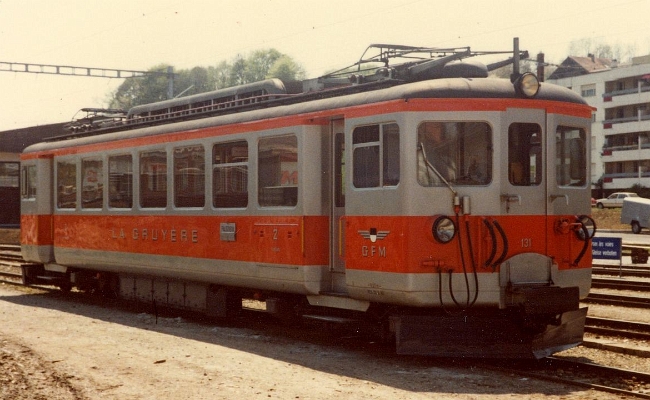 tpf-be-4-4-131-chstdenis GFM, Be 4/4 131 -- Châtel-St-Denis -- 03.1982